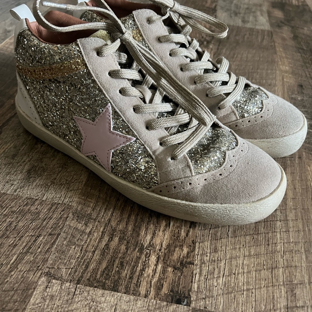 Glitter High-Top Sneakers with Pink Star